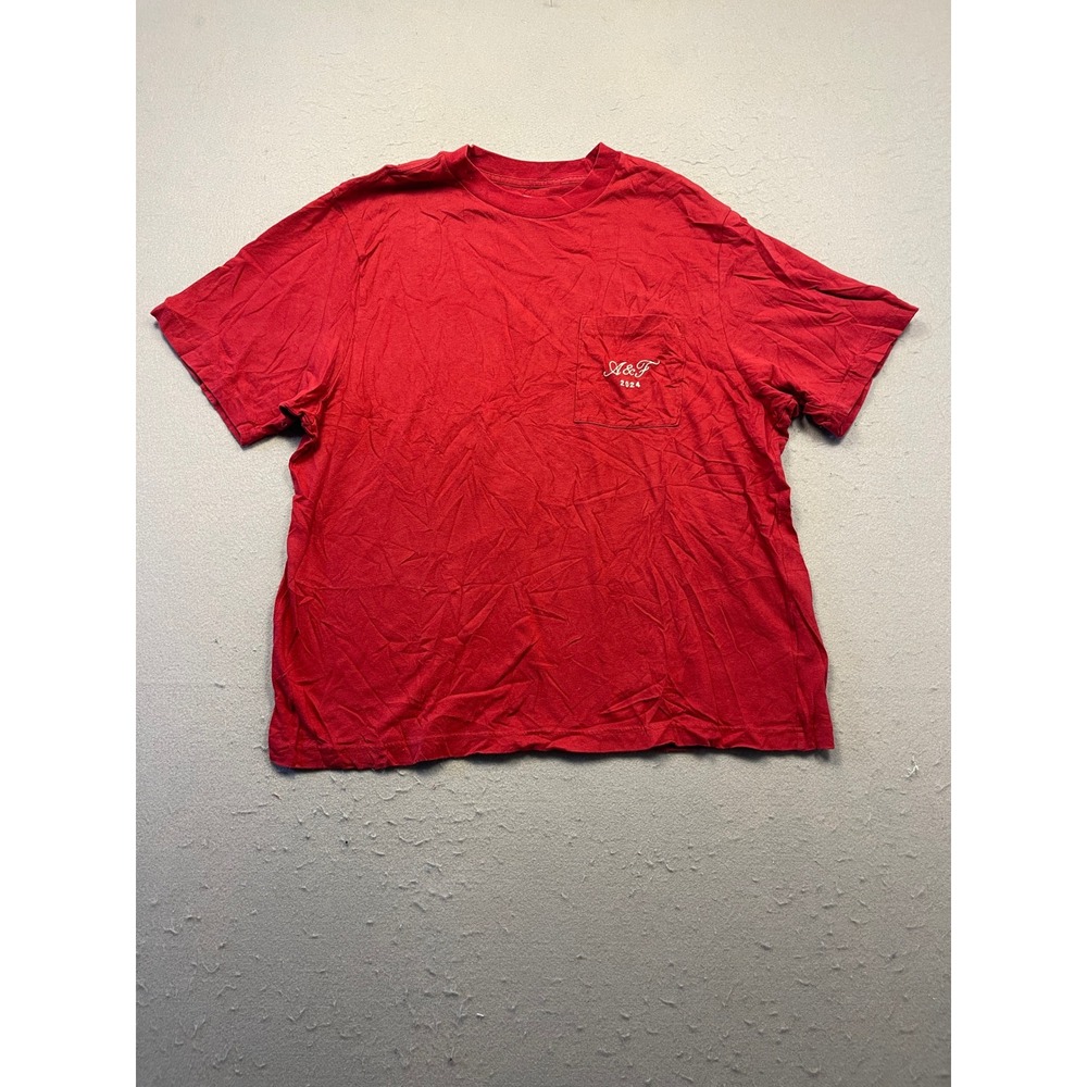 Abercrombie & Fitch Staff Pocket Tee Cotton Red XL Mens